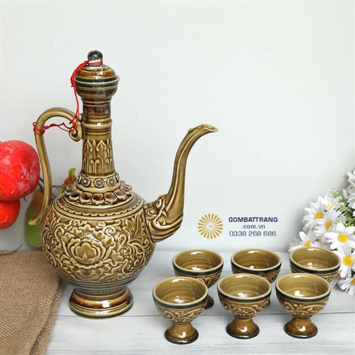 Bộ Tách Trà Gốm Bát Tràng Đẹp Sang