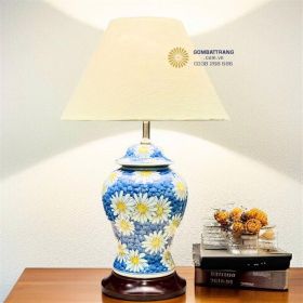 Đèn bàn trang trí phòng ngủ vẽ hoa cúc giảm giá cực sốc