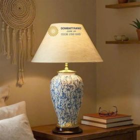 Đèn ngủ gốm sứ vẽ hoa xanh lam - Quà tặng gốm sứ