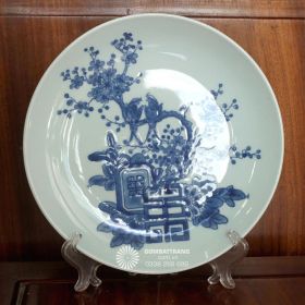Đĩa gốm bát tràng giả cổ Mai Thọ sang trọng