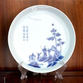 Đĩa gốm giả cổ Trương Lương Dâng Giày sang trọng