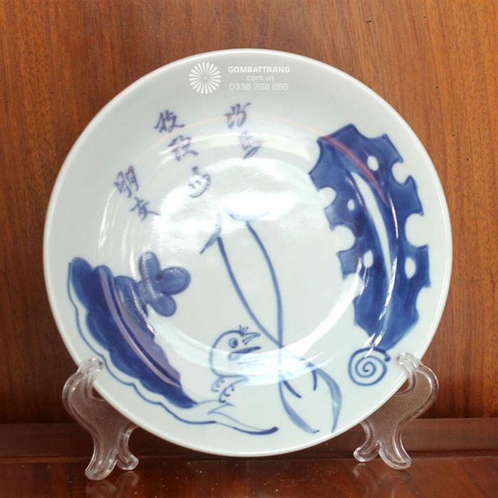 Đĩa vẽ tay cổ Lá Lộc sang trọng