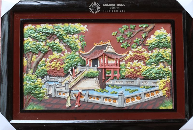 Tranh gốm Chùa Một Cột – món quà tặng gốm sứ tinh xảo, lưu giữ hồn Việt.