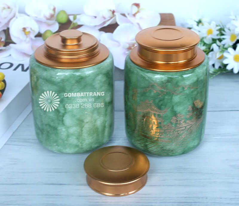 Hộp đựng chè bằng sứ tôn vinh không gian trà đạo