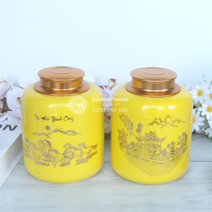 Hộp đựng trà bằng sứ quà tặng gốm sứ giá tốt