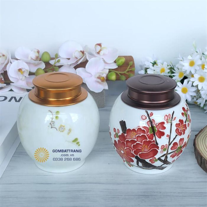 Hũ đựng chè gốm sứ quà tặng cao cấp