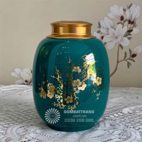 Hũ Đựng Trà Bằng Gốm Họa Tiết Hoa Đẹp