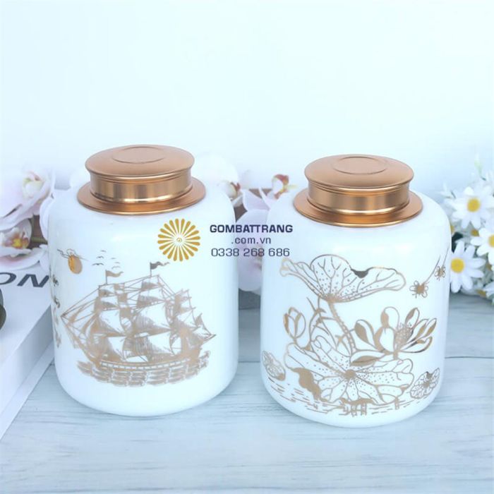 Hũ đựng trà bằng sứ hút tài lộc tốt