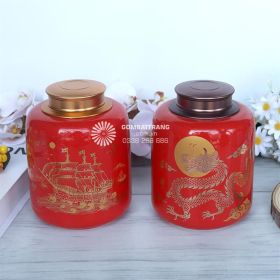 Hũ Đựng Trà Bát Tràng Mạ Vàng Chính Hãng