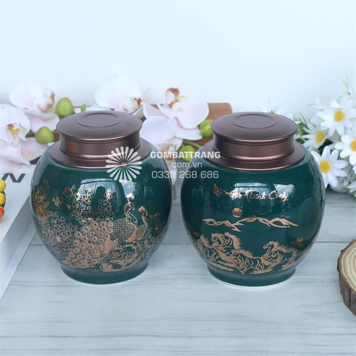Hủ Đựng Trà Đẹp Mạ Vàng Sang Trọng
