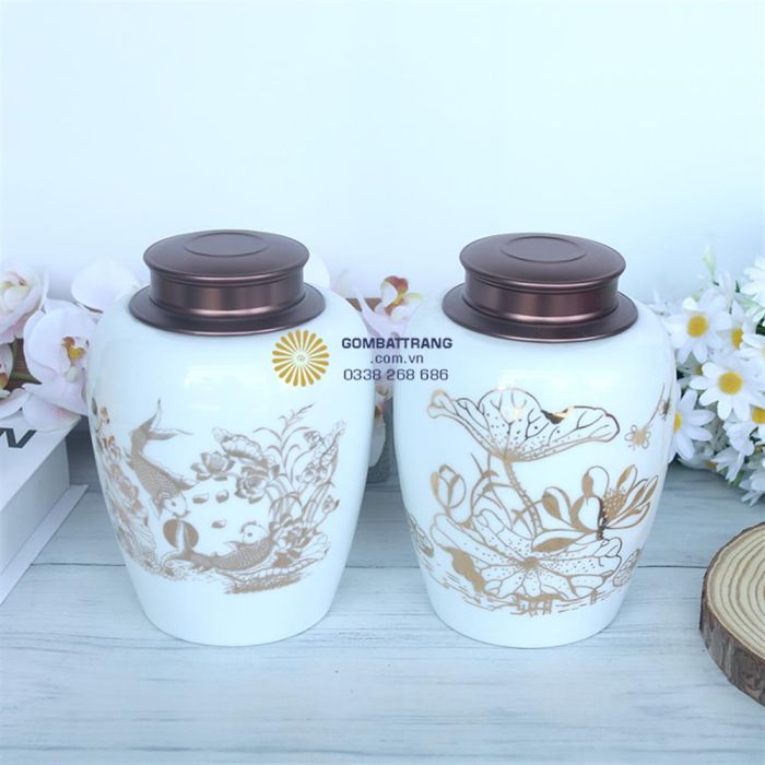 Lọ đựng chè Bát Tràng quà tặng gốm sứ phong thủy
