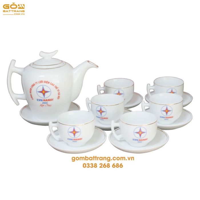 Mẫu ấm chén in logo đẹp gốm sứ Bát Tràng
