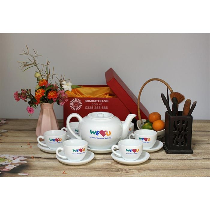 Quà tặng cho doanh nghiệp ấm chén in logo