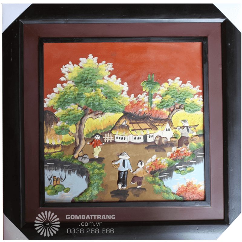 Tranh gốm Bát Tràng ốp tường vẽ quê hương - tái hiện hồn Việt trong từng đường nét nghệ thuật