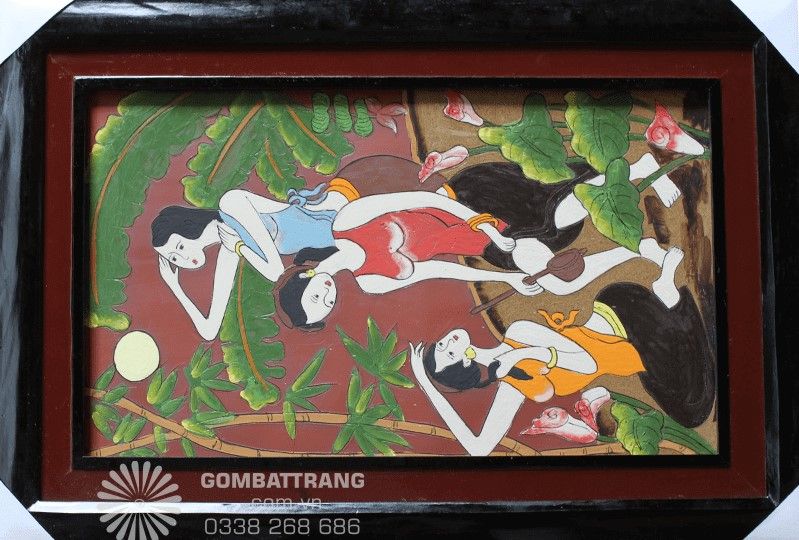 Tranh gốm đẹp vẽ thiếu nữ Việt Nam tinh xảo, mang hồn quê mộc mạc