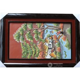 Tranh gốm ốp tường đồng quê trang trí cực đẹp