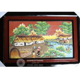 Tranh gốm phù lãng vẽ cảnh quê hương