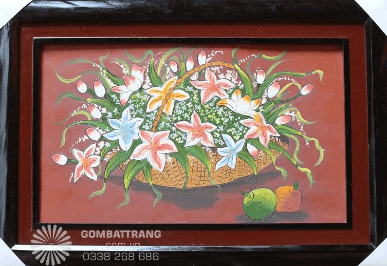 Tranh gốm vẽ giỏ hoa – lựa chọn hoàn hảo cho không gian hiện đại