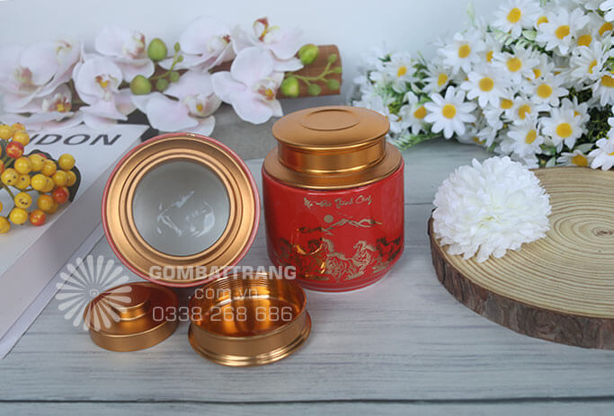 Lọ trà Bát tràng, nhiều mẫu mã đẹp, náp bọc đồng nguyên chất