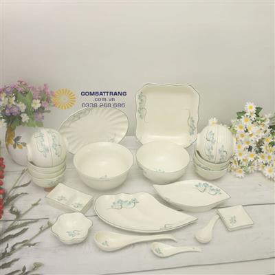 Bộ chén đĩa bát tràng trang trí nội thất bếp