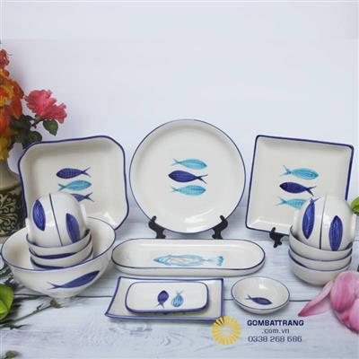 Đĩa sứ Bát Tràng trang trí bếp đẹp sang trọng