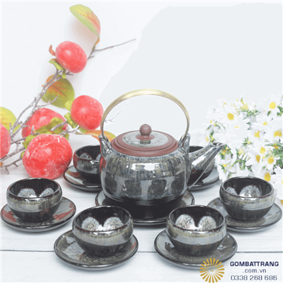 Bộ ấm trà tử sa quà tặng gốm sứ Bát Tràng