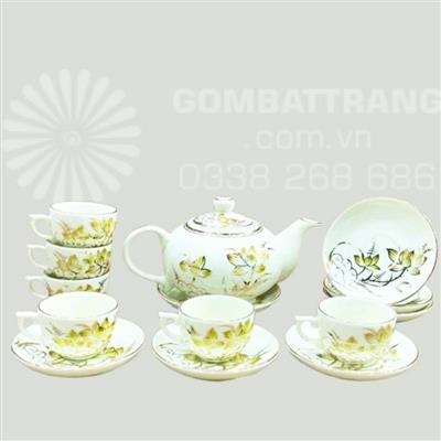 Bộ ấm pha trà vẽ sen vàng kim giá rẻ – giảm đến 50%