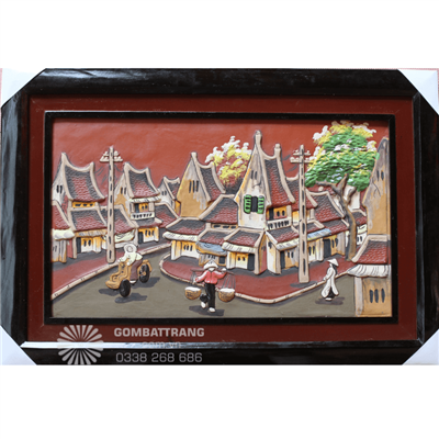 Tranh gốm ghép mảnh phố cổ Hà Nội xưa