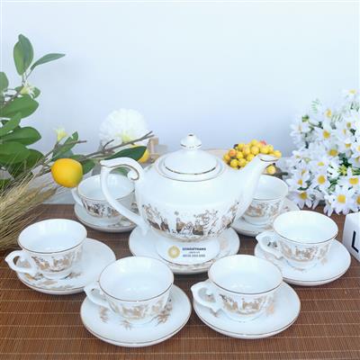 Ấm chén Bát Tràng giá rẻ vẽ vàng đẹp nhất