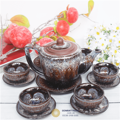 Ấm chén tu sa gốm Bát Tràng truyền thống