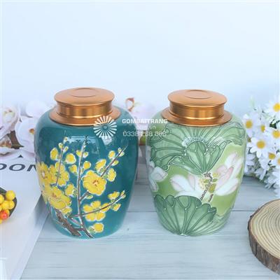 Bán Hộp Đựng Trà Vẽ Hoa Đẹp Tinh Tế