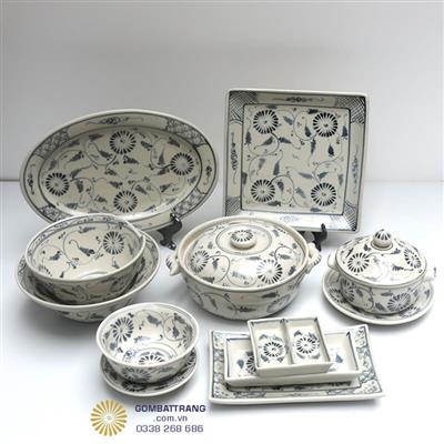 Bát Đĩa Bát Tràng Đẹp Men Rạn Giả Cổ Cao Cấp