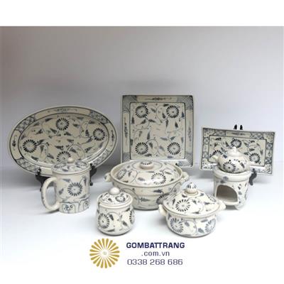 Bát Đĩa Bát Tràng Giả Cổ Hoa Văn Sang Trọng