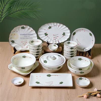 Bát Đĩa Bát Tràng Hoa Xương Rồng Giá Rẻ Sang Đẹp