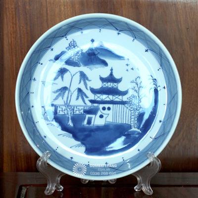 Bát đĩa giả cổ Sơn Thủy Hữu Tình