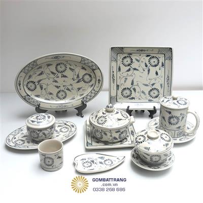 Bát Đĩa Gốm Bát Tràng Men Rạn Giả Cổ Cao Cấp