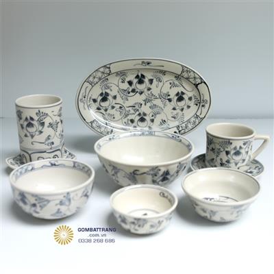 Bát Đĩa Gốm Sứ Bát Tràng Hoa Sen Cao Cấp