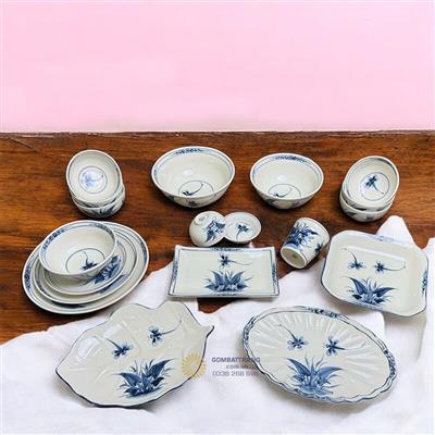 Bát Đĩa Trưng Bày Bát Tràng Vẽ Chuồn Khoai Đẹp Giá Tốt