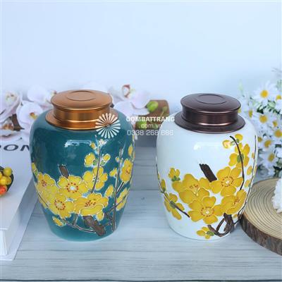 Bình Đựng Trà Cao Cấp Họa Tiết Hoa Xuân Rực Rỡ