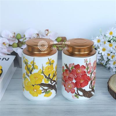 Bình Đựng Trà Vẽ Hoa Xuân Cực Đẹp