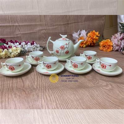 Bộ ấm chen Bát Tràng – Bưởi Cành Đào Đỏ rẻ đẹp