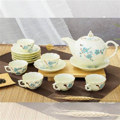 Bộ ấm chén cao cấp - Quà tặng Bát Tràng gốm sứ mẫu mới nhất