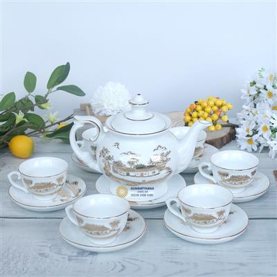Bộ ấm chén đẹp cao cấp phong cảnh làng quê giá rẻ