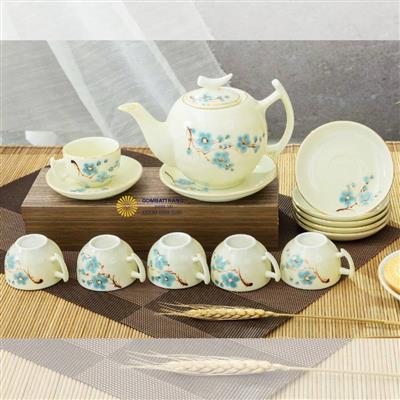 Bộ ấm chén đẹp sang trọng - Bưởi cành đào xanh