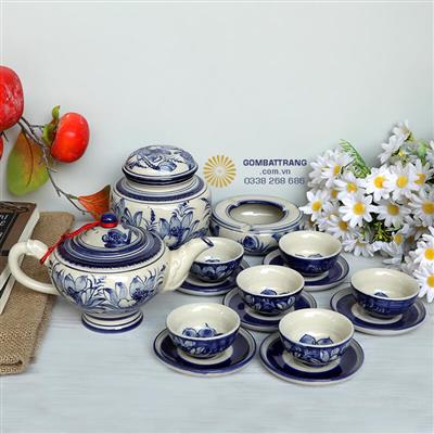 Bộ Ấm Chén Men Ngọc Hoa Sen Sang Xịn