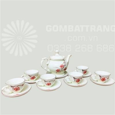 Bộ ấm chén pha trà Phú quý hoa đào trang trí đẹp rẻ