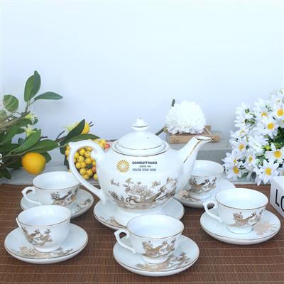 Bộ ấm chén trà Bát Tràng phú quý giá rẻ