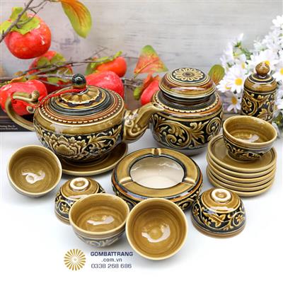 Bộ ấm chén uống trà Bát Tràng cao cấp