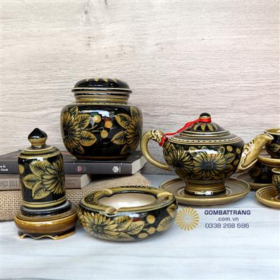 Bộ Ấm Chén Uống Trà Cao Cấp Vẽ Hoa Sang Trọng