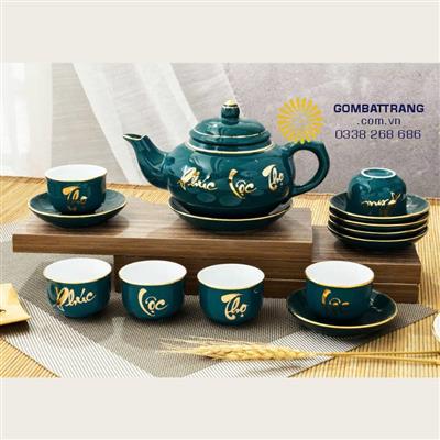 Bộ ấm tách trà Quả Hồng Phúc Lộc Thọ quà tặng sang trọng 